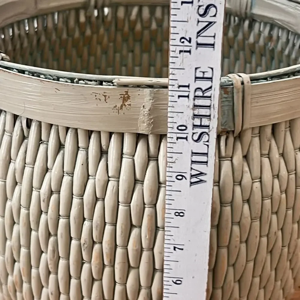 Antique Asian Rice Gathering Cream Basket 11.25